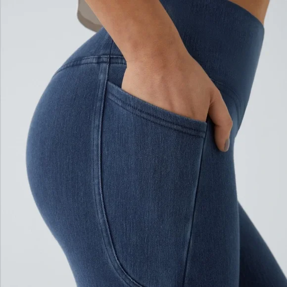 NWT! Halara Womens Flex Crossover Denim Leggings S 7/8 Length High Waist Blue - Picture 5 of 10